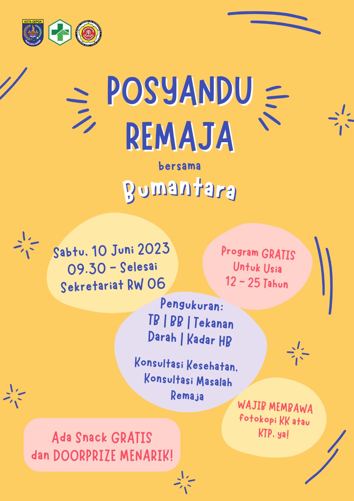 Kegiatan Posyandu Remaja (Posmaja) RW 06, Karang Taruna “Bumantara” dan Puskesmas Kec. Pancoran Mas